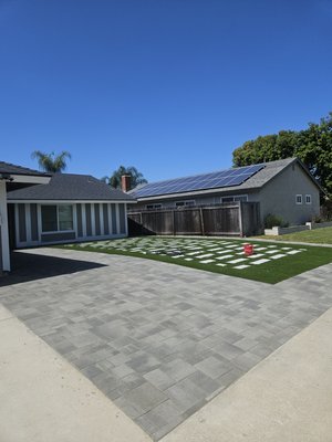 Ving house frontyard upgrade - we work with ving, an Costumer from Lake Forest, we did his frontyard upgrade with villa manor pavers on his driveway extension, Casita gray for his pathway to his main door entrance, and tiger turf and tundra marmol pavers on the center of his frontyard plus a small area of turf on his Roadside. with a bigger difference now. Ving house frontyard upgrade - we work with ving, an Costumer from Lake Forest, we did his frontyard upgrade with villa manor pavers on his driveway extension, Casita gray for his pathway to his main door entrance, and tiger turf and tundra marmol pavers on the center of his frontyard plus a small area of turf on his Roadside. with a bigger difference now.