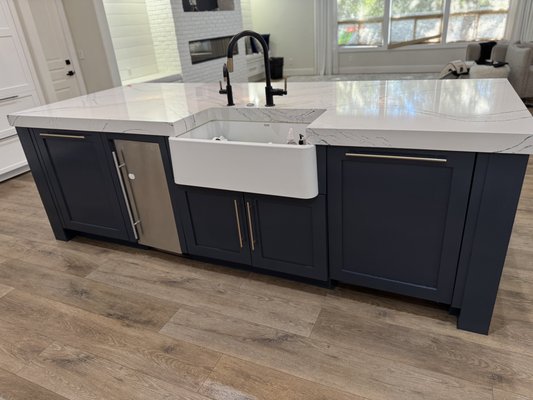 Side Project Spotlight: Cabinet Refinishing Transformation - This side restoration project focused on bringing a set of worn kitchen cabinets back to life. Over time, the original finish had dulled and shown signs of wear, so our team carefully sanded down each surface, repaired minor imperfections, and applied a smooth, durable new finish. The result.... a refreshed, modern look that brightens up the entire space!
