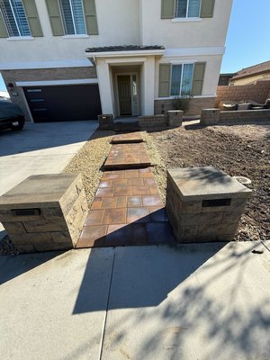 Paver Step and Pillars Install - Amazing Walkway Created leading to House Entrance