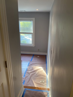 Interior painting skin coat - This project required a skin coat application due to the Number of defects being reflected from the sunlight on. The wall. The wall was completely rejuvenated with a full Interior paint application Interior painting skin coat - This project required a skin coat application due to the Number of defects being reflected from the sunlight on. The wall. The wall was completely rejuvenated with a full Interior paint application