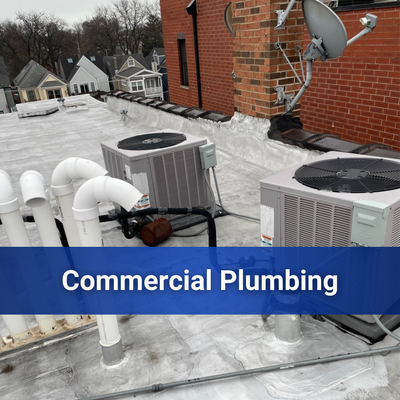 Commercial Plumbing - Our commercial plumbing services in the Chicagoland area are comprehensive, including solutions such as grease trap cleaning, sewer repair excavation, hydro jetting for pipe cleaning, and installation and maintenance of commercial toilets, catering to the diverse needs of businesses.