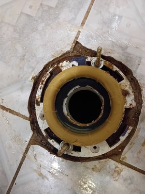 sewers - this flange was unable to hold a toilet we had to break the floor and reset a new flange and wax ring sewers - this flange was unable to hold a toilet we had to break the floor and reset a new flange and wax ring