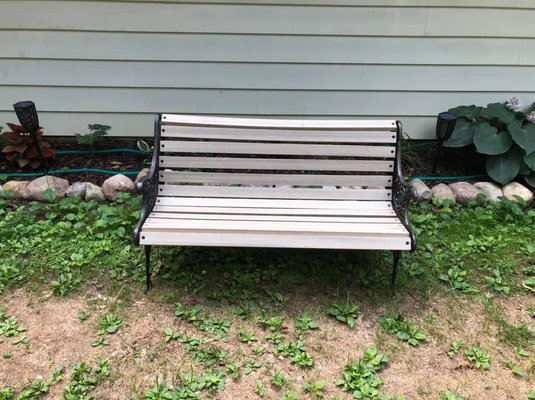 Garden Bench - This garden bench had seen many years of love and use. For its final repair, I replaced the rotten wood with trex decking. The fasteners were also replaced with stainless steel. Garden Bench - This garden bench had seen many years of love and use. For its final repair, I replaced the rotten wood with trex decking. The fasteners were also replaced with stainless steel.