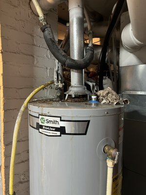 Water Heater Replacement - Hot water stopped working. I was called to inspect for leak. After inspection I determined the water heater need to be replaced. It was 10 years old, they did not have a water softener system that would have been a preventive measure to stop hard water buildup. Hard water buildup destroys water heaters because it leaves sediment behind causing issues internally which leaves the hater heater in disrepair.