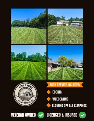 Lawn Mowing - We take pride in making sure your lawn looks its best with each service including weedeating, edging and blowing off all clippings! Lawn Mowing - We take pride in making sure your lawn looks its best with each service including weedeating, edging and blowing off all clippings!