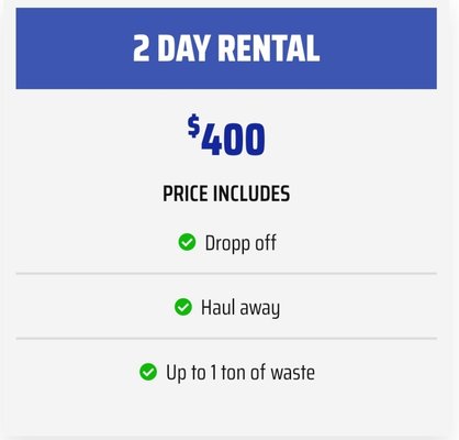 2 Day Rental $400 - 2 Day Rental $400 2 Day Rental $400 - 2 Day Rental $400
