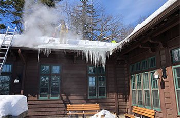 Ice Dam Removal - As Minnesota roofing experts, we’re quite familiar with ice dams. Every winter, Minnesotans deal with leaky roofs and deadly sharp icicles around the edge of their homes due to this pesky winter roofing issue.

You shouldn’t leave ice dams be, but we don’t encourage you to climb on your roof to remove them either. Ice dam removal can be very dangerous and should only be performed by experts. Apple Exteriors makes ice dam removal as safe and convenient as possible for you and your home by utilizing the most advanced equipment for the job.

Our technicians use the Arctic Steamer, which combines high-temperature water with low pressure and steam to cut through solid ice quickly. You’ll be amazed how quickly we get the job done, and your roof will thank you. Contact us today for fast, friendly service!

Low-Pressure, High-Steam Benefits
Many ice dam removal companies use pressure washers and tools, which can easily damage shingles and roofs in the process. Low-pressure application and safe, effective melting are the main reasons to choose Apple Exteriors for ice dam removal.

No hammers or tools that can damage roofing materials
Complete ice removal, no matter the size
No chlorine or other chemicals