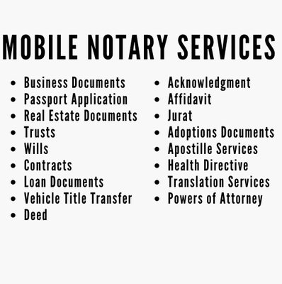 SERVICES - I specialize in a wide range of services, including real estate closings, loan signings, affidavits, powers of attorney, and more. With a commitment to accuracy, confidentiality, and exceptional customer service, I am dedicated to making the notarization process as seamless and efficient as possible.