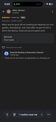 Some costumer review off Google !
we are so honored for everyone who has trusted us with there home exterior needs . - Reviews of our costumers we have been able to help ! Some costumer review off Google !
we are so honored for everyone who has trusted us with there home exterior needs . - Reviews of our costumers we have been able to help !