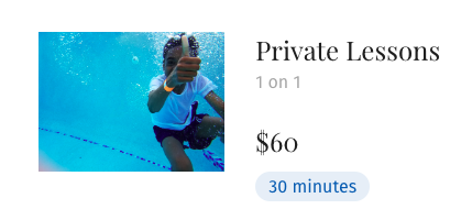 Private Lessons - These are private 1 on 1 lessons.