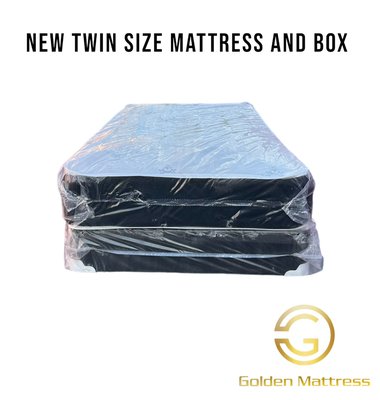 New Twin Size Mattress And Box Spring Set // $159 - Regular twin size 

9” thick