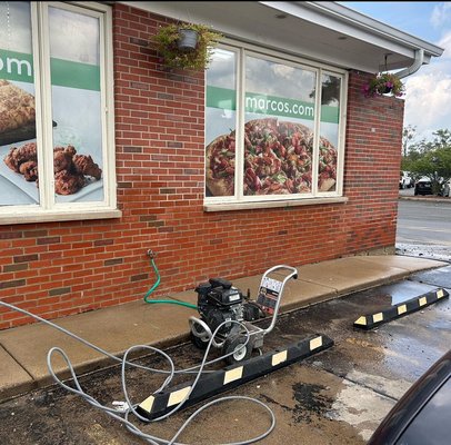 Brick 🧱? We do that. - Backstory: a car hit the store front entrance and drove off. Owner was left with an indent on his was and wanted it fixed. 2 days later, as if it never happened. Give us a call and we’ll make your brick look brand new… literally.
