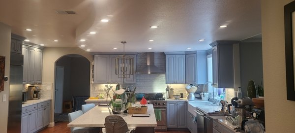 Kitchen Rewire - This rewire was done on a kitchen with bad water damage. The rest of the house had been fully updated so the kitchen needed full rewire with all new LED Lighting to match the rest of the home.