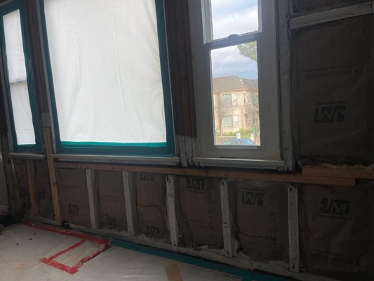 Drywall installation - The insulation was replaced