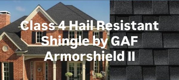 Installed a class 4 hail resistant roofing shingle in Fort Worth - You are looking at a Charcoal colored Class 4 hail resistant roofing shingle by GAF Armorshield II Installed a class 4 hail resistant roofing shingle in Fort Worth - You are looking at a Charcoal colored Class 4 hail resistant roofing shingle by GAF Armorshield II