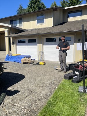 9x7 doors for Mark in Bellevue - June 26th we installed these 9x7 doors! It took about 4 hours from start to finish and it was hot that day my goodness. Hitting almost 110 inside the garage, keep the temperature of your garage stable by adding insulated doors to your next home improvement project!