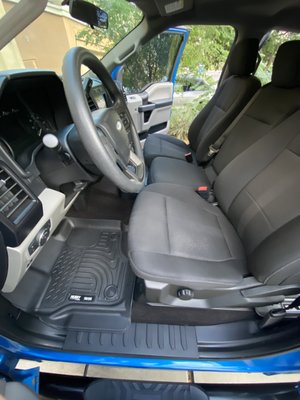 Interior Detail - this F-150 received a deep interior detail which consists of a thorough vacuum, shampooing of seats and carpets, and rubber floormats got his with a degreaser and all purpose cleaner, windows get cleaned, and doorjambs. Interior Detail - this F-150 received a deep interior detail which consists of a thorough vacuum, shampooing of seats and carpets, and rubber floormats got his with a degreaser and all purpose cleaner, windows get cleaned, and doorjambs.