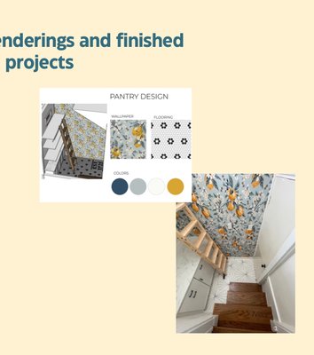 Mud room/pantry - This was a very small mud room in on old house and the client couldn’t easily reach the top shelf, so we added a library ladder for easy access, refinished the wood steps and installed cabinets and tile
