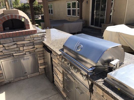 Custom Granite BBQ Island with matching Custom pizza oven cutout - From 1 SLAB Custom BBQ Island with Matching Granite Pizza Oven. island Roughly 150 inches long Custom Granite BBQ Island with matching Custom pizza oven cutout - From 1 SLAB Custom BBQ Island with Matching Granite Pizza Oven. island Roughly 150 inches long