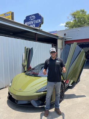 2017 McLaren 570 GT Olive Green Wrap - Customer brought us his 2017 McLaren GT570 to Change The Color To an Olive Green Wrap From Teckwrap 2017 McLaren 570 GT Olive Green Wrap - Customer brought us his 2017 McLaren GT570 to Change The Color To an Olive Green Wrap From Teckwrap