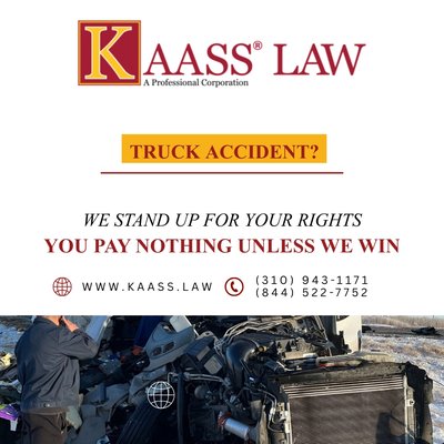 Truck Accident Case | KAASS LAW - Due to the size and weight of commercial trucks, accidents often result in serious injuries. We advocate for victims by holding responsible parties accountable and fighting for fair compensation. Truck Accident Case | KAASS LAW - Due to the size and weight of commercial trucks, accidents often result in serious injuries. We advocate for victims by holding responsible parties accountable and fighting for fair compensation.