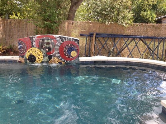 Custom Mosaic Tile For Pool - Check out this custom mosaic tile design for this pool, complete with a waterfall feature! Custom Mosaic Tile For Pool - Check out this custom mosaic tile design for this pool, complete with a waterfall feature!