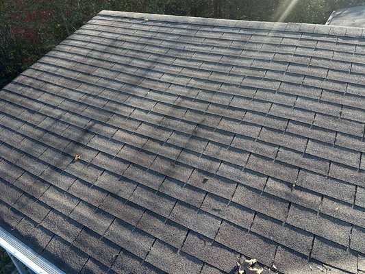 Roof Tune-Up & Rejuvenation - This roof had to have some minor repairs and shingles replaced, but it was definitely time to have all of the boots resealed and flashing addressed. We took care of these issues and then applied our patent-pending Renueit product to rejuvenate the shingles and protect them from UV degradation and granule loss for the next 10 years! Roof Tune-Up & Rejuvenation - This roof had to have some minor repairs and shingles replaced, but it was definitely time to have all of the boots resealed and flashing addressed. We took care of these issues and then applied our patent-pending Renueit product to rejuvenate the shingles and protect them from UV degradation and granule loss for the next 10 years!