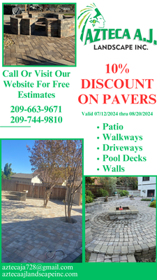 10% DISCOUNT ON PAVERS - EXCLUSIVE PAVERS DISCOUNT!!
Ready to transform your outdoor space? For a limited time, we're offering a 10% DISCOUNT on Pavers! 10% DISCOUNT ON PAVERS - EXCLUSIVE PAVERS DISCOUNT!!
Ready to transform your outdoor space? For a limited time, we're offering a 10% DISCOUNT on Pavers!