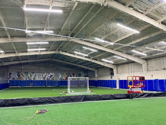 Commercial Warehouse Sports Net Installation - Customer needed old sports net and framework replaced to install new sports net for soccer training facility. Commercial Warehouse Sports Net Installation - Customer needed old sports net and framework replaced to install new sports net for soccer training facility.