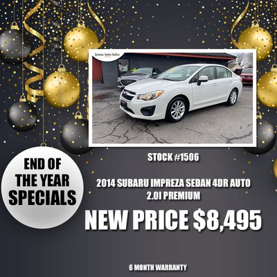 2014 Subaru Impreza Sedan 2.0i Premium $8,795.00 - 2014 Subaru Impreza Sedan 4dr Auto 2.0i Premium|156,480 Miles| All Wheel Drive Satin White Pearl Exterior | 2 4 Cylinder Engine |Automatic Transmission |
At Jenna Auto Sales We Stand Behind Our Product and Treat Everyone Like Family.
We Finance Good/Bad/No Credit
Same-Day Loan Approval
Carfax Provided
Up to 5 Years Warranty
English, Arabic y Hablamos Español.
Call us at 586-200-5777 2014 Subaru Impreza Sedan 2.0i Premium $8,795.00 - 2014 Subaru Impreza Sedan 4dr Auto 2.0i Premium|156,480 Miles| All Wheel Drive Satin White Pearl Exterior | 2 4 Cylinder Engine |Automatic Transmission |
At Jenna Auto Sales We Stand Behind Our Product and Treat Everyone Like Family.
We Finance Good/Bad/No Credit
Same-Day Loan Approval
Carfax Provided
Up to 5 Years Warranty
English, Arabic y Hablamos Español.
Call us at 586-200-5777