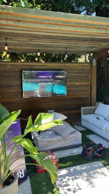 Outdoor TV Installation – Backyard Entertainment Setup - Completed multiple outdoor TV installations, including a covered patio, poolside entertainment area, and exterior wall mount. Each TV was securely mounted for a clean, professional finish, creating the perfect outdoor space for sports, movies, and entertaining guests year-round Outdoor TV Installation – Backyard Entertainment Setup - Completed multiple outdoor TV installations, including a covered patio, poolside entertainment area, and exterior wall mount. Each TV was securely mounted for a clean, professional finish, creating the perfect outdoor space for sports, movies, and entertaining guests year-round