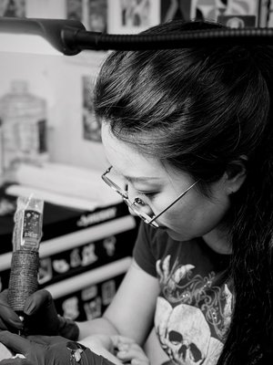 Aurora's Tattoo - Aurora
Black & Gray/Sketch Style

Aurora is a fine art–trained tattoo artist specializing in black and gray and sketch-style tattoos. With a strong eye for composition and detail, she creates expressive, timeless designs that blend precision with artistry.
