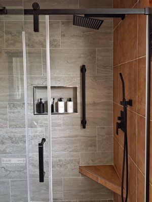 Partial bathroom remodel - Right after finishing a guest bathroom customer wanted to convert bathtub in their other bathroom to walk-in shower. Partial bathroom remodel - Right after finishing a guest bathroom customer wanted to convert bathtub in their other bathroom to walk-in shower.