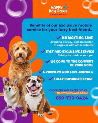 🔔 Why mobile grooming is 
the best option for your pet 🔔 - Mobile grooming is the best option for your pet ,will never have to wait inside a cage to get groomed! Your pet is going to be the only pet getting groomed at the time meaning that our groomer is going to have all the attention and time to make sure your pet is very comfortable and happy whit us. Come guarantee whit us  the best grooming session for pet.