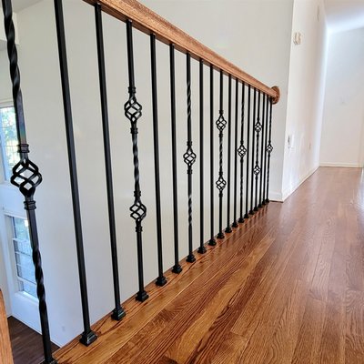 Hardwood Flooring - Mahwah, NJ - Hardwood Flooring in Mahwah, NJ
Custom Railing Design with Iron Balusters, Hardwood Sanding, and Refinishing
Early American Stain by DuraSeal® and Fabulon® Oil-based Poly with Satin Finish Hardwood Flooring - Mahwah, NJ - Hardwood Flooring in Mahwah, NJ
Custom Railing Design with Iron Balusters, Hardwood Sanding, and Refinishing
Early American Stain by DuraSeal® and Fabulon® Oil-based Poly with Satin Finish
