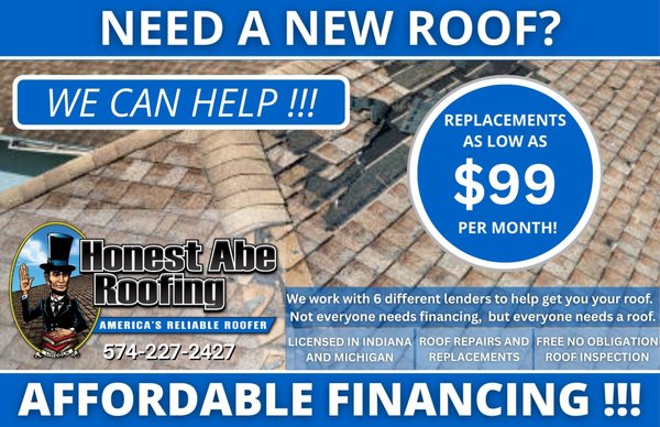 Quality Roof Replacement At A Low Monthly Rate - Low payment options with zero dollars down upfront!