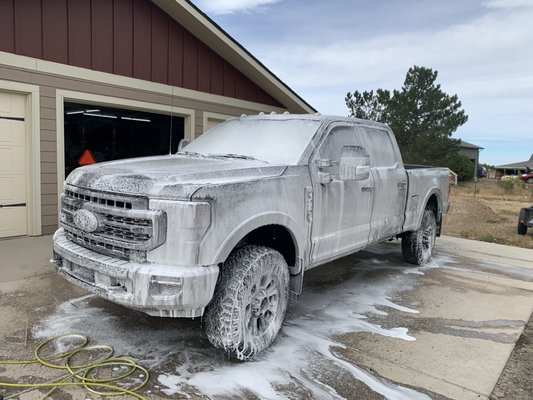 Ph balanced Foam Hand wash - Each vehicle here received a mobile detail, a ph balanced soap foamed onto the car and a hand wash was performed after