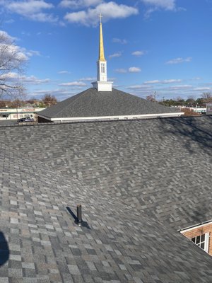 Roof Replacement - This roof replacement was undertaken because the old shingles were in poor condition and left the property vulnerable to leaks. Water was leaking in, and many of the wooden decks were damaged. Now everyone in this church is delighted with the new look of their new shingles, but most importantly, they feel safe and don't have to worry about water seeping into their beautiful church. Roof Replacement - This roof replacement was undertaken because the old shingles were in poor condition and left the property vulnerable to leaks. Water was leaking in, and many of the wooden decks were damaged. Now everyone in this church is delighted with the new look of their new shingles, but most importantly, they feel safe and don't have to worry about water seeping into their beautiful church.