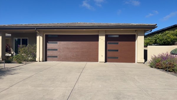 Canyon Ridge Modern Walnut Finish with windows down right side - Give us a call at 619-770-0300 for a quote either in person or over the phone.