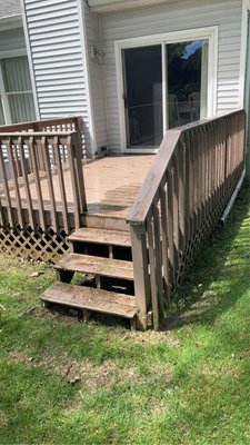 Deck staining - June 2024 - Weathered deck stained. Power washed, scraped off old stain