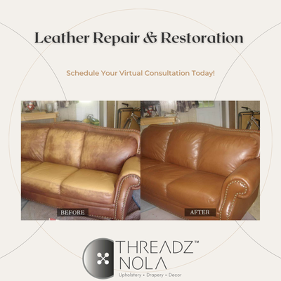 Leather Restoration - Showing another piece being transformed back to its former glory.
✨Visit Threadznola.com or call us today for your free virtual consultation and quote! Leather Restoration - Showing another piece being transformed back to its former glory.
✨Visit Threadznola.com or call us today for your free virtual consultation and quote!