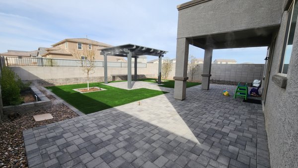 Pavers, Artificial Turf, Raised Planters, PVC Drip Irrigation, Planting, Low Voltage Lighting, and High Pressure Mist & Fog - This backyard installation consisted of pavers, artificial turf, raised planters, sch 40 pvc drip irrigation, trees and shrubs, gravel, low voltage lighting, and high pressure mist & fog Pavers, Artificial Turf, Raised Planters, PVC Drip Irrigation, Planting, Low Voltage Lighting, and High Pressure Mist & Fog - This backyard installation consisted of pavers, artificial turf, raised planters, sch 40 pvc drip irrigation, trees and shrubs, gravel, low voltage lighting, and high pressure mist & fog