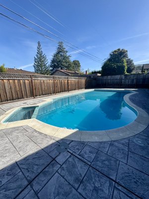 Pool Resurface - QuartzScapes - This pool needed a second chance and that is exactly what we gave it. With a brand new durable quartz surface the pool will be ready to use for years to come. New waterline tile gave it the modern look it needed, and the new concrete deck completely elevated the backyard. Pool Resurface - QuartzScapes - This pool needed a second chance and that is exactly what we gave it. With a brand new durable quartz surface the pool will be ready to use for years to come. New waterline tile gave it the modern look it needed, and the new concrete deck completely elevated the backyard.