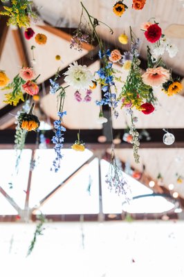 Ali + Luke - Gorgeous, celebratory wildflowers for Ali and Luke! From organic accents on the onsite ceremony oak to a whimsical hanging floral installation over the dancefloor, these flowers were as playful and fun as this sweet couple's love story :)