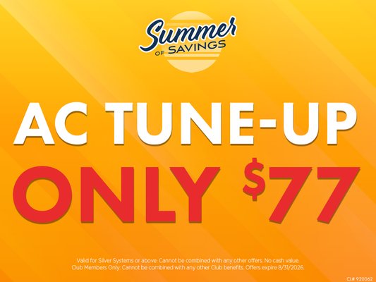 $77 AC Tune-Up in Palm Desert, CA | Professional Air Conditioner Maintenance for Desert Heat Performance - SUMMER IS HERE AND SO ARE THE SAVINGS!

Enjoy these limited-time specials and keep your home cool and comfortable all season long.

$77 AC Tune-Up

Valid for Silver Systems or above. Cannot be combined with any other offers. No cash value. Club Members Only: Cannot be combined with any other Club benefits. Offers expire 8/31/2026.

In the Coachella Valley, your air conditioner works harder than almost any other part of your home. With extended periods of triple-digit temperatures throughout Palm Desert and Palm Springs, routine maintenance is one of the most important steps homeowners can take to keep their cooling systems operating efficiently and reliably.

We recently completed a professional AC tune-up for a Palm Desert homeowner who wanted to prepare their system for another demanding summer season. While the unit was still operational, the homeowner wanted peace of mind knowing their equipment was ready to handle the extreme desert heat.

Many air conditioning issues start with small warning signs that often go unnoticed. Reduced airflow, higher utility bills, inconsistent temperatures, longer cooling cycles, and unusual noises can all indicate that a system may benefit from professional maintenance. Regular tune-ups help identify these concerns early before they develop into larger repair issues.

During this AC tune-up, our NATE-certified technician performed a comprehensive evaluation of the cooling system, inspected critical components, verified proper operation, and assessed overall performance. Preventative maintenance helps ensure your air conditioner is operating as efficiently as possible while reducing unnecessary strain on the equipment.

Annual maintenance is one of the best ways to maximize the lifespan of your HVAC system. Over time, normal wear and tear can reduce efficiency and impact performance. Routine inspections help keep systems running smoothly while supporting consistent indoor comfort and lower operating costs.

Many homeowners choose professional AC tune-ups because they want to reduce the likelihood of breakdowns during peak summer temperatures. When outdoor temperatures climb into the triple digits, a properly maintained system is better equipped to deliver dependable cooling when it's needed most.

At Timo's, our NATE-certified technicians are committed to helping homeowners maintain reliable home comfort through proactive service and honest recommendations. Whether your system is newer or approaching the later stages of its lifespan, regular maintenance helps protect your investment and improve overall performance.

Project Highlights:

• Professional AC tune-up service
• Comprehensive cooling system inspection
• Improved energy efficiency
• Enhanced airflow and cooling performance
• Reduced risk of unexpected breakdowns
• Extended HVAC system lifespan
• Preventative maintenance recommendations
• NATE-certified HVAC technicians
• Trusted service throughout Palm Desert and Palm Springs
• $77 AC tune-up special

Whether you're preparing for summer or simply looking to improve your system's performance, Timo's is here to help. Our professional AC maintenance services help homeowners throughout the Coachella Valley stay cool, comfortable, and energy efficient all season long.