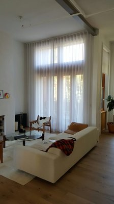 Project C: Brooklyn Heights Townhouse. Clean looking Rippled fold sheer curtains and solar shade with opacity of 5% (all manual system) - Brooklyn Heights Townhouse. Clean looking Rippled fold sheer curtains and solar shade with opacity of 5% (all manual system)