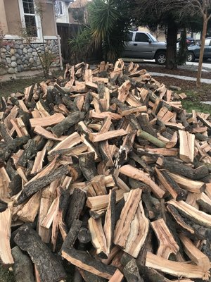 Firewood delivery service - 2 years seasoned Almond firewood. Free delivery