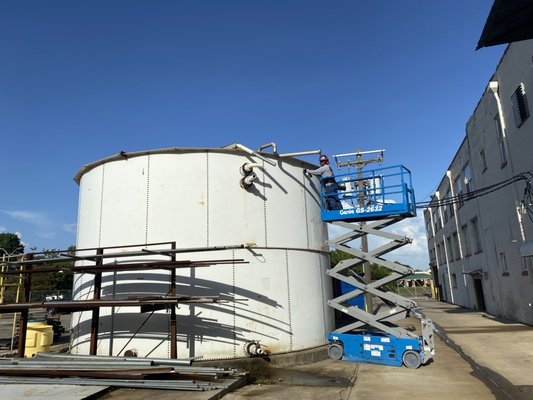60,000 gallon tank removal - This 60,000 gallon tank was removed off our clients property in one day by our AOF junk removal professionals