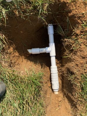 PVC Pipe Repair - This pipe repair was made from a hardscape spike going through the PVC piping. The PVC piping was not visible at the time! PVC Pipe Repair - This pipe repair was made from a hardscape spike going through the PVC piping. The PVC piping was not visible at the time!