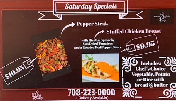 Saturday Specials - Call to customize your order